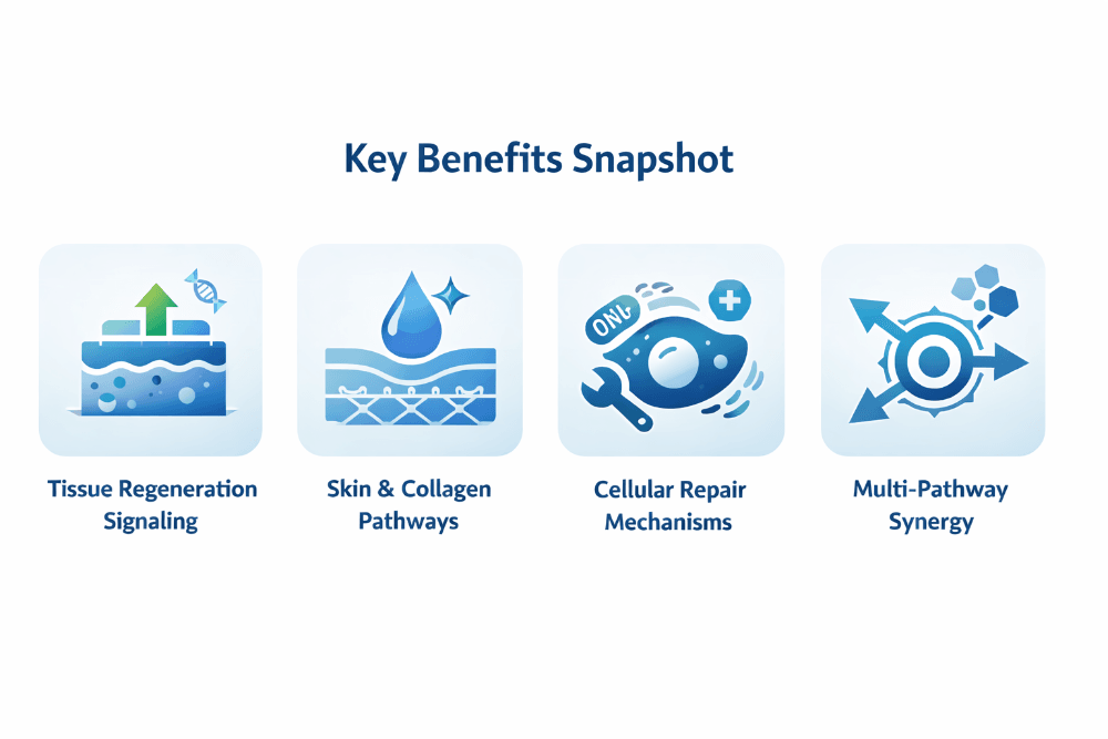 Key benefits snapshot for the GLOW peptide protocol